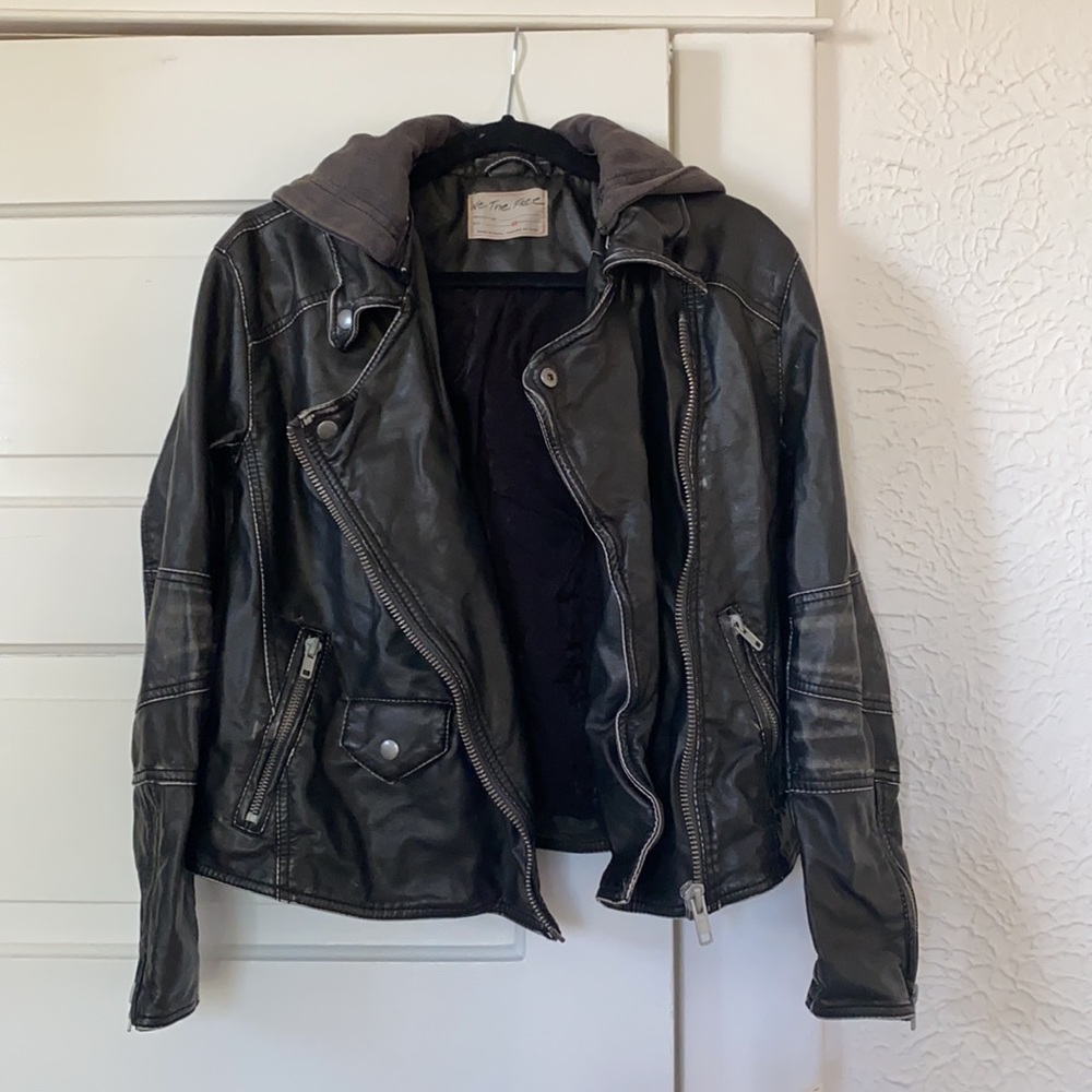 free people leather distressed jacket - Picture 1 of 5
